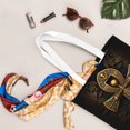 thumbnail image 5 of DouZhe Reusable Grocery Bags, Ancient Golden Ankh Symbol Lightweight Polyester Canvas Cloth Tote Bag for Travle Gym Shopping School, 15" x 16", 5 of 7