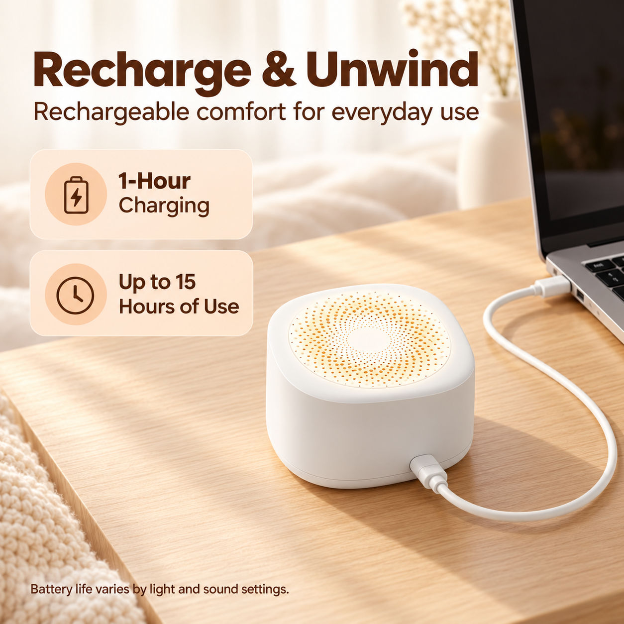 Awpmdmr Mini Sound Machine, Portable White Noise, Brown photo 5