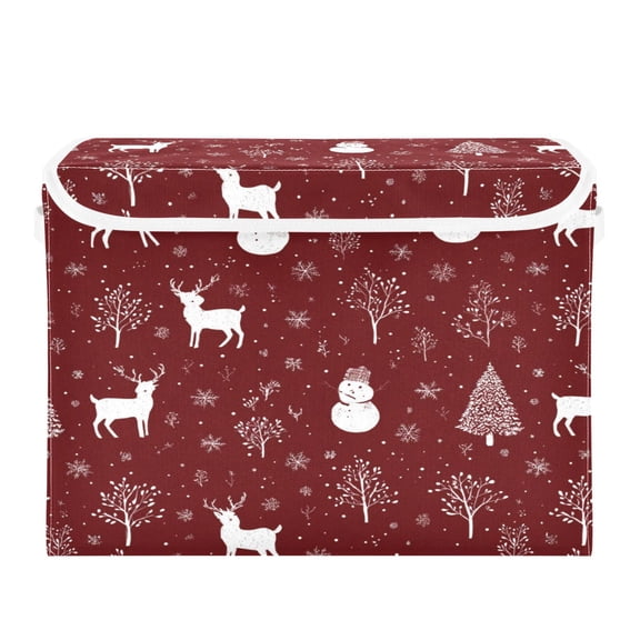 Storage Box With Lid 16.5x12.6x11.8In Foldable Stacked Household Storage Box Seamless Christmas Elements