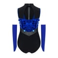 thumbnail image 4 of vastwit Girls Big Sequins Gymnastics Leotard with Arm Sleeves Ballroom Modern Tap Dance Outfit for Stage Performance Royal Blue 12, 4 of 7