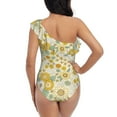 thumbnail image 6 of Yiaed Cute Sunflower Print Women One Piece Swimsuits Tummy Control One Shoulder Bathing Suits Pattern Ruffle Swimwear-XX-Large, 6 of 8