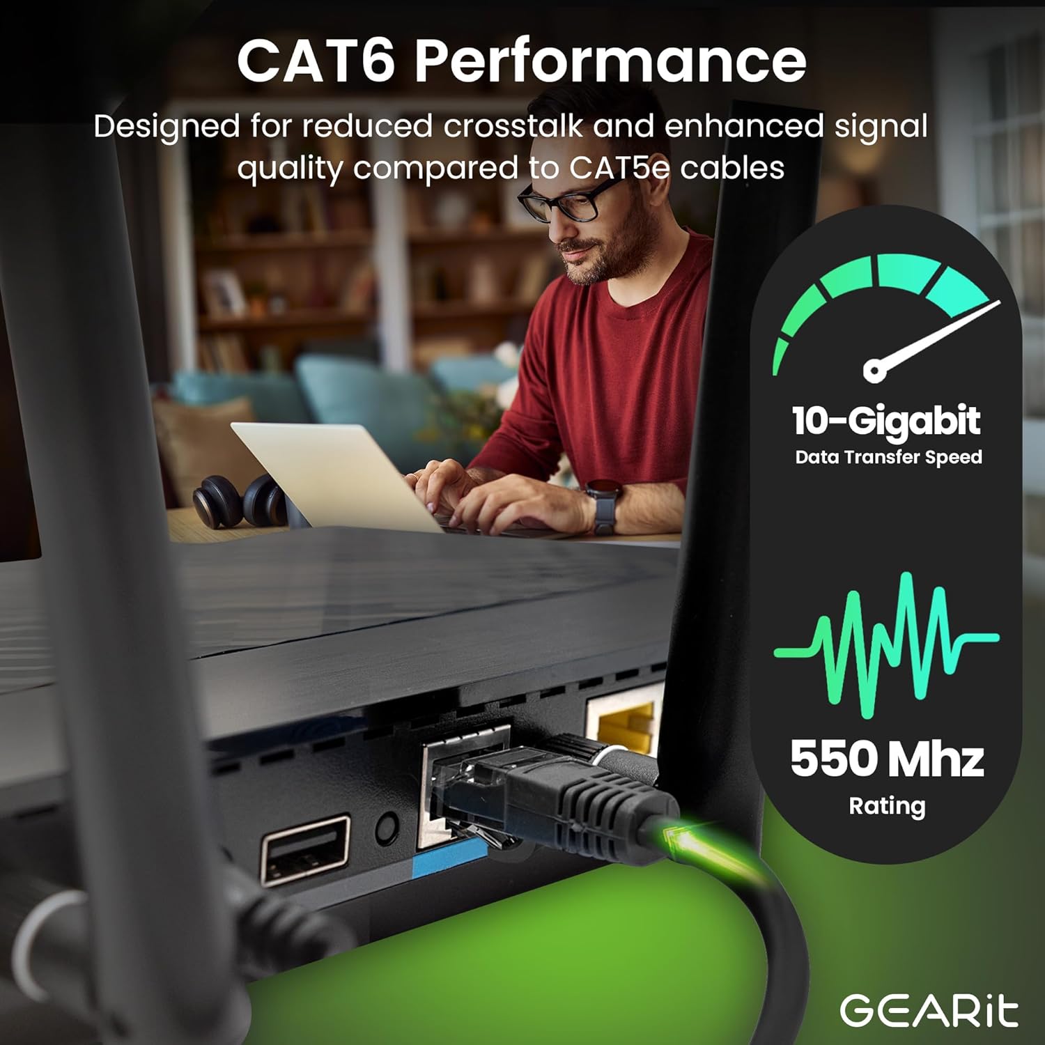 GEARit Cat 6 Ethernet Cable 50 Ft 24 AWG CCA Lan Cable, High Speed Network Internet Cord