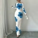 thumbnail image 4 of mfyjkho Vestidos para mujer, Vestido ajustado a la cadera con estampado de colores para mujer Vestidos festivos para mujer l, 4 of 5