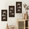 thumbnail image 2 of 3 Pcs Mandala Wall Art Wood Lotus Flower Wall Decor Brown Lotus Carved Wood Wall Art Beautiful Floral Wall Art Plant Theme Wooden Hanging Artwork for Living Room Yoga Room Decor 8X16 Inch, 2 of 9