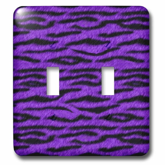 3dRose, Purple and Black Tiger Animal Print, double toggle switch