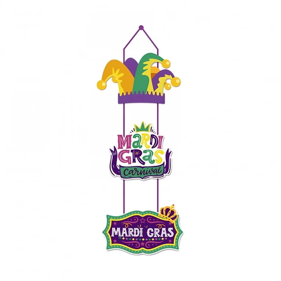 XIBUFE Welcome Mardi Gras Sign Decorations Hanging Door Decorations Carnival Party Supplies Masquerade Mask Party Wall Hanging Banner Front Door Decor