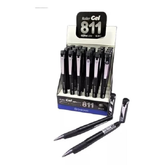 Bolígrafo De Gel Sabonis Gl811 Roller Grip Goma 0.7mm Caja Exhibidora con 24 Piezas (Negro)