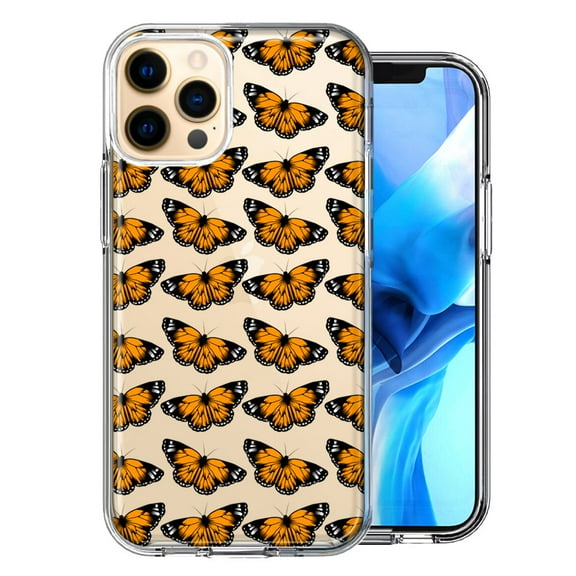 MUNDAZE For Apple iPhone 12 Pro Monarch Butterflies Design Double Layer Phone Case Cover