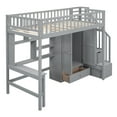 thumbnail image 4 of Loft Bed Twin Size with Desk, Twin Loft Bed with Bookshelves and 4 Steps Storage Staircase, Built-in Large Drawers and Wardrobe, Twin Size Loft Bed for Dorm, Boys & Girls, Teens, Grey, 4 of 9