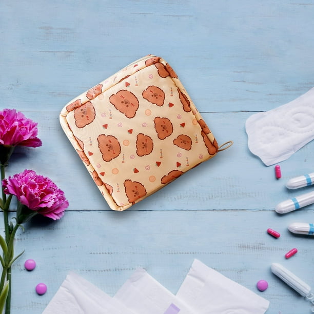 Bolsa de almacenamiento de toallas sanitarias con cremallera | Bolsa menstrual | Bolsa de privacidad liviana para niñas, adolescentes y mujeres | Regalo para la primera menstruación | Diseño