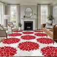 thumbnail image 3 of Red Dahlia Area Rug 5x8 FT, Non Slip Bedroom Throw Carpet, Vintage Country Grey Abstract Flowers Floral Washable Soft Floor Carpet Non-Shedding Rug for Living Room Nursery Dorm Office, 3 of 9