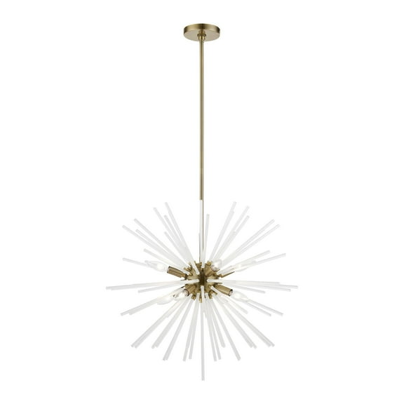 48826-01 Livex Lighting Uptown - 8 Light Pendant In Sparkling Style-30 Inches Tall and 25.75 Inches Wide-Antique Brass Finish -Traditional