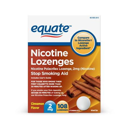 Equate Nicotine Lozenges, Cinnamon Flavor, 2 mg, 108
