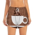 thumbnail image 2 of Pofeuu Coffee Cafe Cup Print Women's Athletic Shorts Running Workout Shorts Tummy Control Quick Dry Gym Shorts with Pockets Double layer sports shorts-XX-Large, 2 of 7