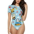 thumbnail image 1 of Fotbe Building Truck Body de Mujer con Cuello Redondo y Mangas Cortas, Sin Mangas Ajustado, Suave, Cómodo y Básico-Small, 1 of 7