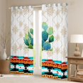 thumbnail image 2 of Manfei Western Cactus Blackout Curtains, Farmhouse Aztec Curtains Pack of 2 (42x84 Each), Multicolor White, 2 of 6
