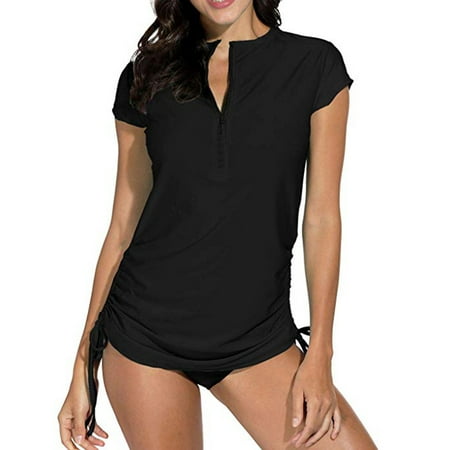 MSJUHEG One Piece Swimsuit Women Black One Piece Swimsuit Retro Swimsuit for Women Rash Guard Sun Protection Surf Tops Swim Shirt One Piece Body Suits for Womens Bathing Suit for Women Black S