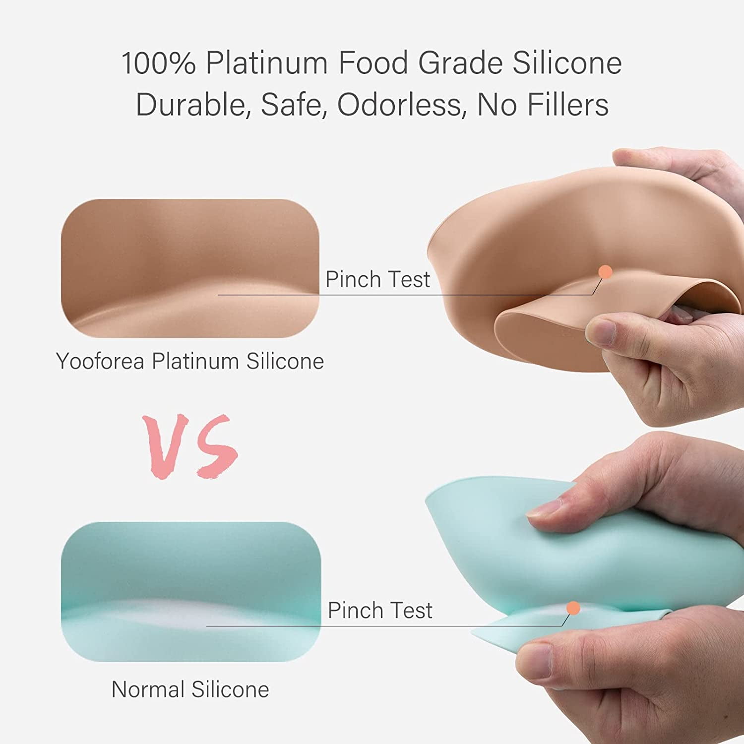 Yooforea Platinum Silicone Baby Suction Plate (Upgraded), Baby Led Weaning Plate, 100% Food Grade Silicone, Non Sticky Stain Resistant by UV Treatment, Dishwasher, Microwave Safe, BPA BPS Free - Honey