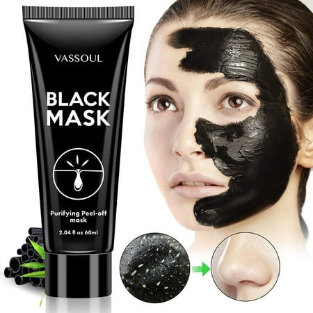 Vassoul Blackhead Remover Mask, Peel Off Blackhead Mask, Blackhead Remover - Deep Cleansing Black Mask, Bamboo Activated Charcoal Peel-Off