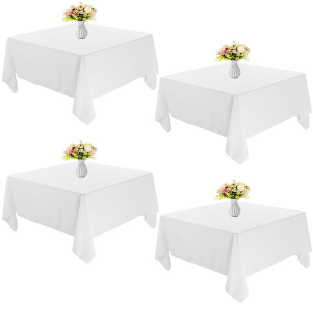 Mantel cuadrado JALANCY, 132 x 132 cm, poliéster blanco, paquete de 4 unidades
