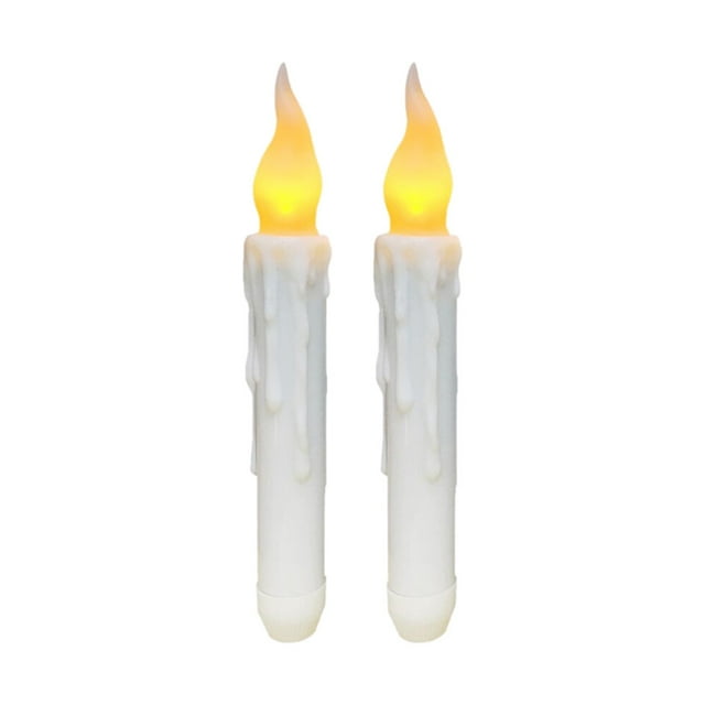 Bougies Effilées à LED Sans Flamme à Piles Ensemble de 2 pour Cuisine Élégante Salle à Manger Bar