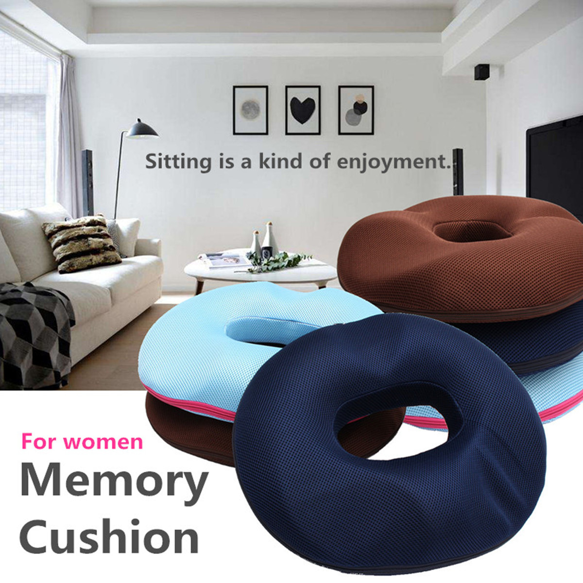 Donut Tailbone Pillow Hemorrhoid Cushion Memory Foam Seat Chair Relief