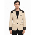 thumbnail image 3 of Tbfashion Blazer for Men Formal Dress Suit Jacket Beige Contrast Trim Business Party Coat, 3 of 3