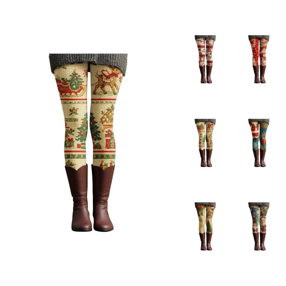 Christmas Leggings for Women Elastic High Waist Festive Print Soft Stretch Tight Pants Workout Yoga Pants