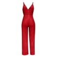thumbnail image 4 of GaThRRgYP Jumpsuits and Rompers Woman,Womens Pants Elastic Waist,Women's Solid Color High-Waisted Sleeveless Off-The-Shoulder Sequin Slim Long Sequin Romper Red S, 4 of 6