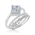 thumbnail image 3 of Boho & hippie 2.50 Carat Princess Cut Diamond Moissanite Dainty Engagement Ring, Classic Wedding Ring, Two Matching Band in 925 Sterling Silver With 18k White Gold Plating, Gift For Her, Promise Ring, 3 of 3
