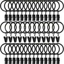 Dihmpor 40 Pack Curtain Rings with Clips, Drapery Clips with Rings, Drapes Rings 1.26 in Interior Diameter, Fits up to 1 in Curtain Rod, Black