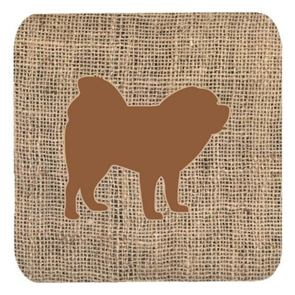 Chow Chow Burlap and Brown Foam Coasters, Set - 4