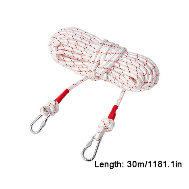 Cuerda de Rescate Automático de 393/787/1181 Pulgadas, Cuerda de Rescate para Exteriores de Descenso Lento, Cuerda de Seguridad con Núcleo de Acero y Doble Gancho.