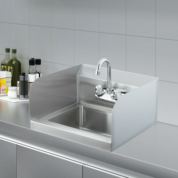 BENTISM 17"x12.8" Commercial Hand Wash Sink Wall Mount Basin Stainless Steel NSF, Utility Sink