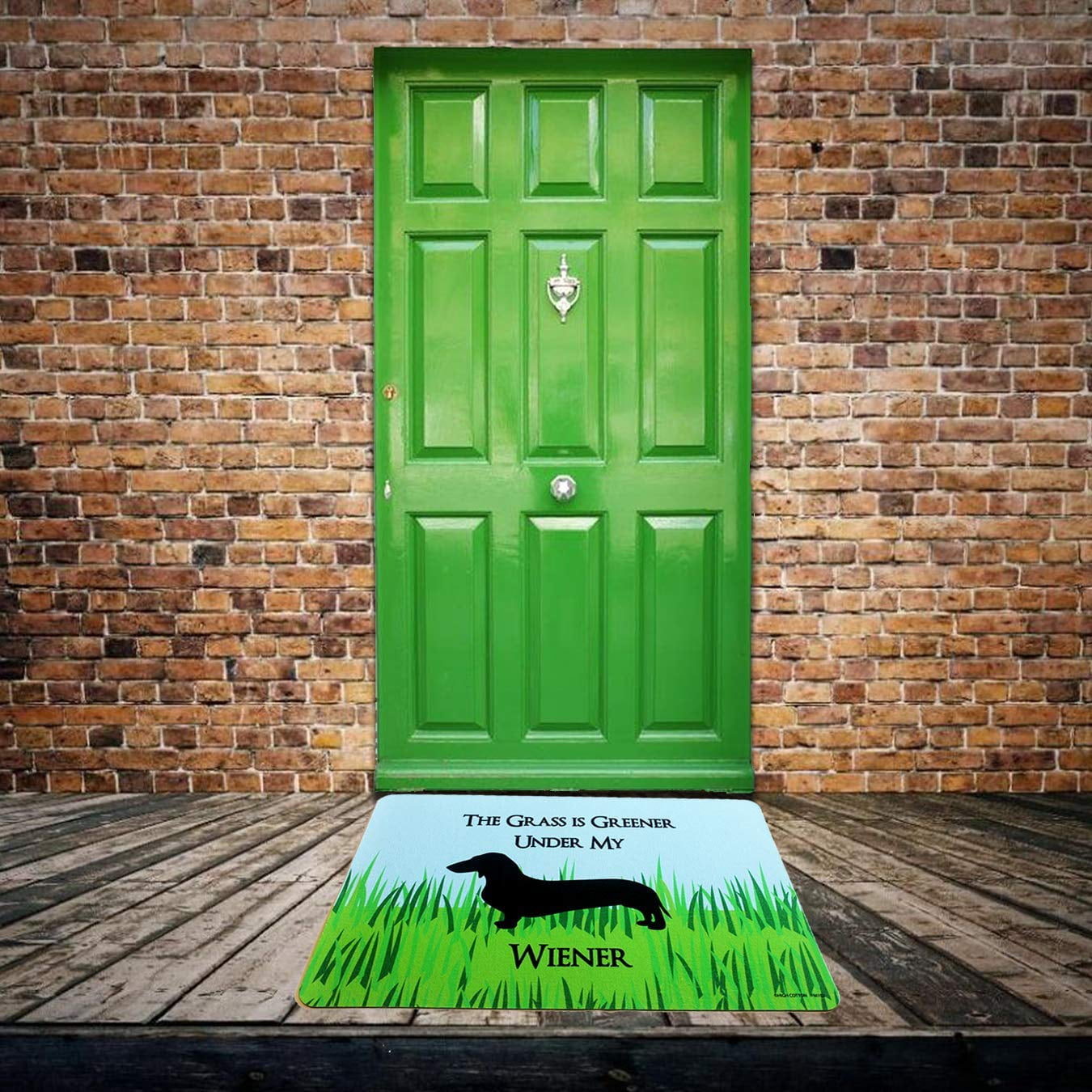 Grass Is Greener Under My Wiener Doormat Indoor Outdoor Felted