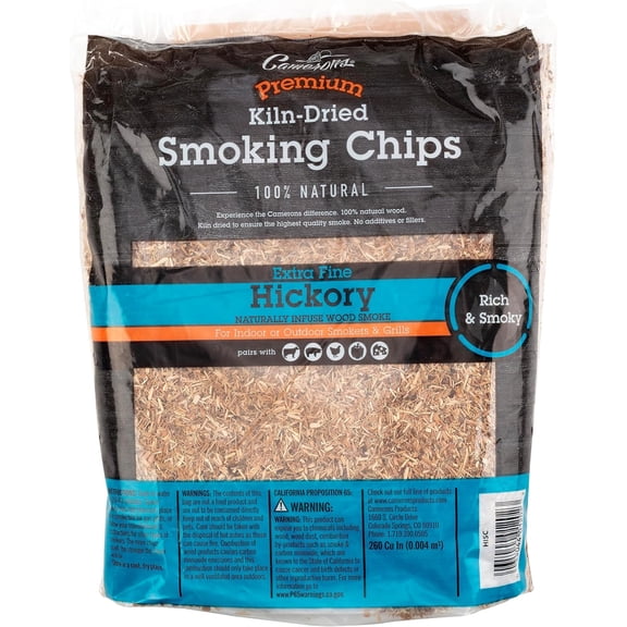 Camerons Products Hickory Wood Smoker Chips ~ 2 lb. Bag, 260 cu. in. - 100% Natural, Fine Wood Smoking and Barbecue Chips