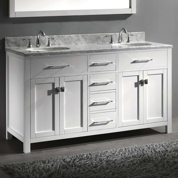 Virtu Ine 60 In Double Bathroom, 60 In White Bathroom Vanity Cabinet