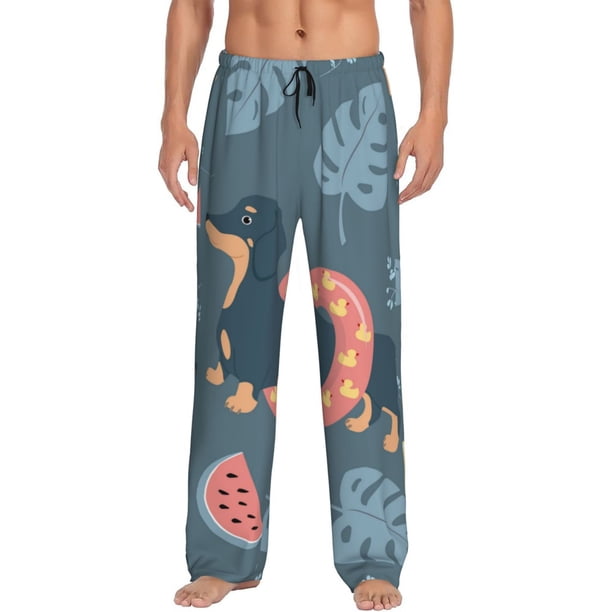 Fotbe Watermelons Dachshunds Pantalones de Pijama para Hombre, Pantalones de Dormir, Pantalones de Casa con Cintura Ajustable y Bolsillos-XX-Large