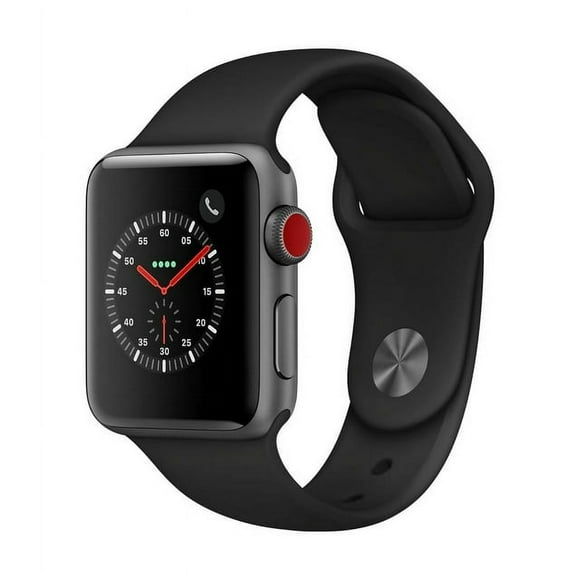 Apple Watch Série 3 (GPS + Cellulaire) 38 mm l Certifié Reconditionné Boîtier en Aluminium l Espace Gris/noir