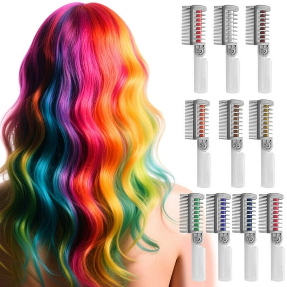 HHBEAUTY 10 Color New Hair Chalk Comb Temporary Bright Hair Color Dye for Women Men,Washable Hair Chalk New Year Birthday Hair DIY