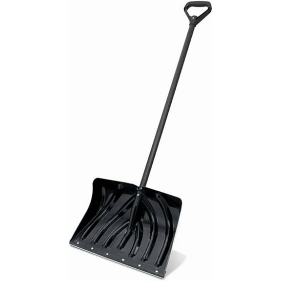 20" Ergonomic Snow Shovel Pusher with Graphite Blade, Black