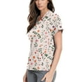 thumbnail image 3 of Nursing Uniforms for Women,Floral Print Scrub Tops - Side Pocket Design for Nurses & Healthcare Workers - Light pink - XL, 3 of 5