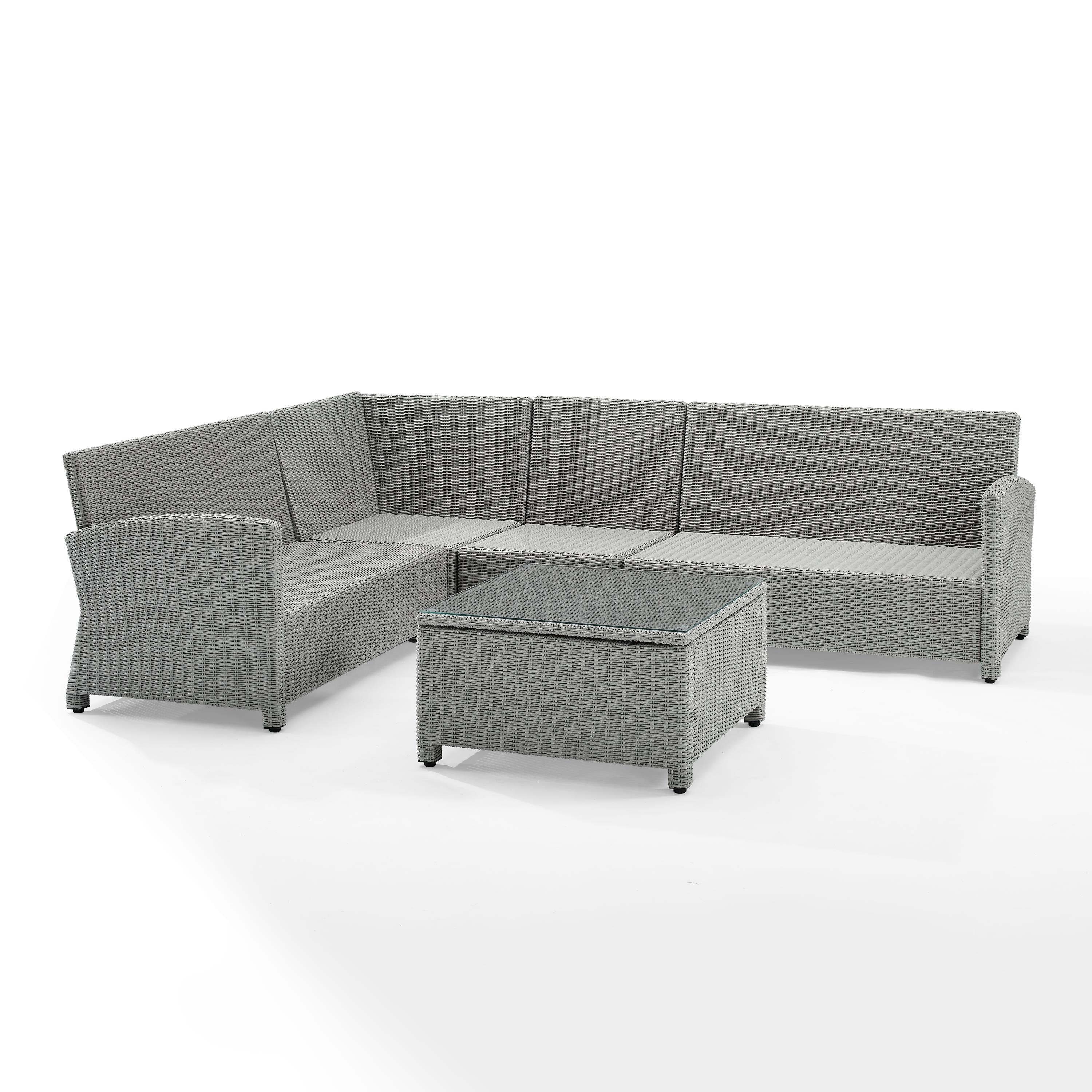 Crosley Furniture Bradenton 5-Piece Outdoor Sectional Sofa Wicker Conversation Patio Furniture Set for Deck - image 4 of 9