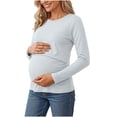 thumbnail image 1 of Neewe Women's Cotton Blend Solid Color Crew Neck Long Sleeve Maternity T-Shirt Top Pregnancy Shirt, 1 of 8