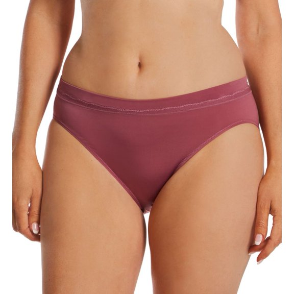 Women's Bali DFMMHL One Smooth U Modern Microfiber High Leg Panty (Rustic Berry Red 6)