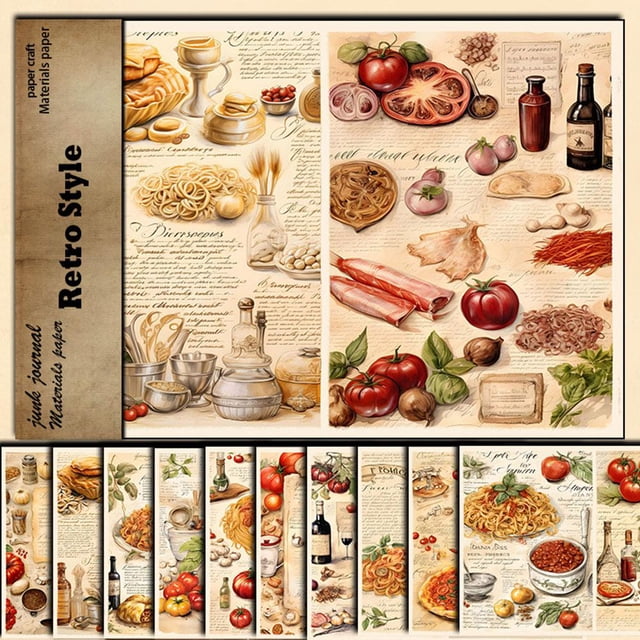 Retro Patterns Scrapbook Craft Paper Kit for Scrapbook Journaling Supplies, for Cardmaking Junk Journal Decorative Cardstock Background Decor Paper