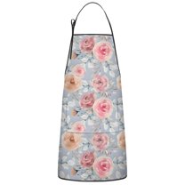 Pioneer Flower Floral Print Pattern Apron-Garden Aprons for Women with Pockets-Cotton Linen Waterproof Kitchen Cooking Gardening Aprons Adjustable for Kitchen,Cooking,BBQ and Salon 33x27 Inch