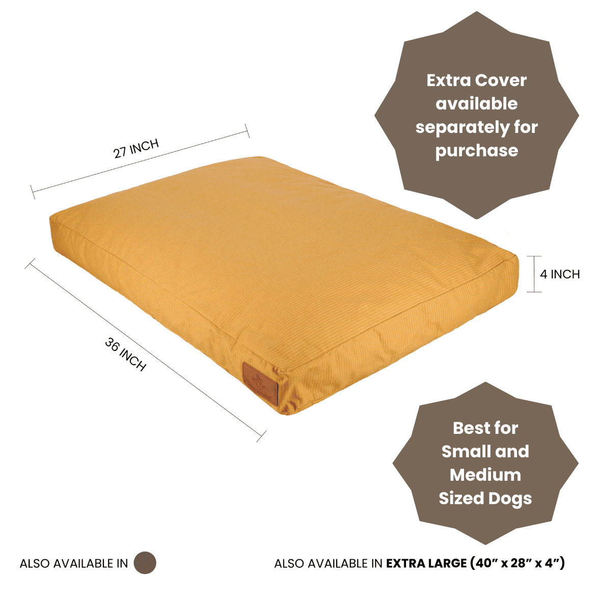 (2 pack) WHITEDUCK Durable & Comfortable Canvas Dog Bed, Water-Repellent Coating, Dirt Resistance, Removable & Washable Outer Cover, Heavy Duty Zippers for Small, Medium & Large Dogs (Extra Large, Tan)