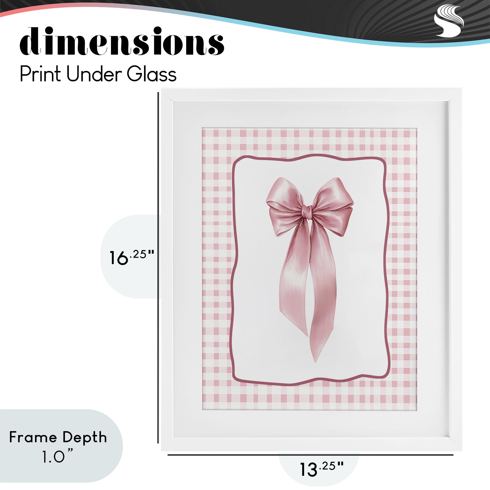 Stupell Industries Pink Gingham Ribbon White Framed Print Under Glass, design by Christine Simpson Art