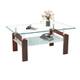 thumbnail image 5 of Glass Coffee Table with Lower Shelf, SEGMART Clear Rectangle Glass Coffee Table, Modern Coffee Table with Metal Legs, Rectangle Center Table Sofa Table Home Furniture for Living Room, 5 of 13